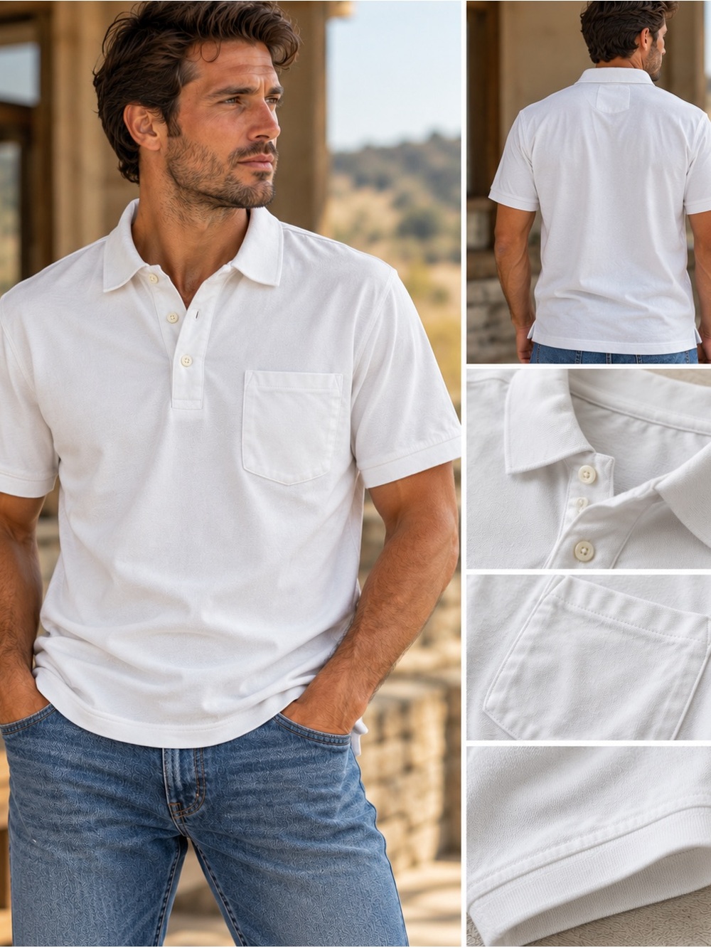 J. Crew Men's White Polo with Chest Pocket